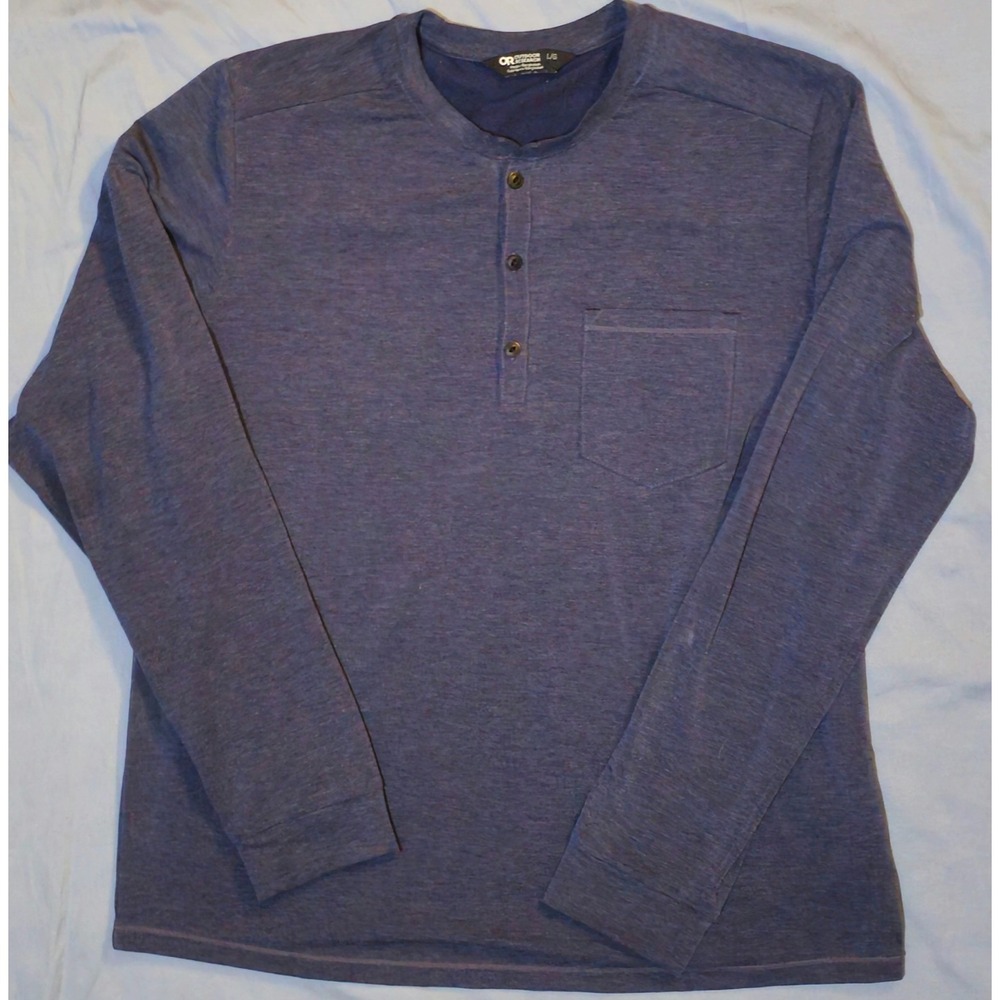 Outdoor Research Henley‎ Shirt Men's Large Blue Aberdeen Long Sleeve